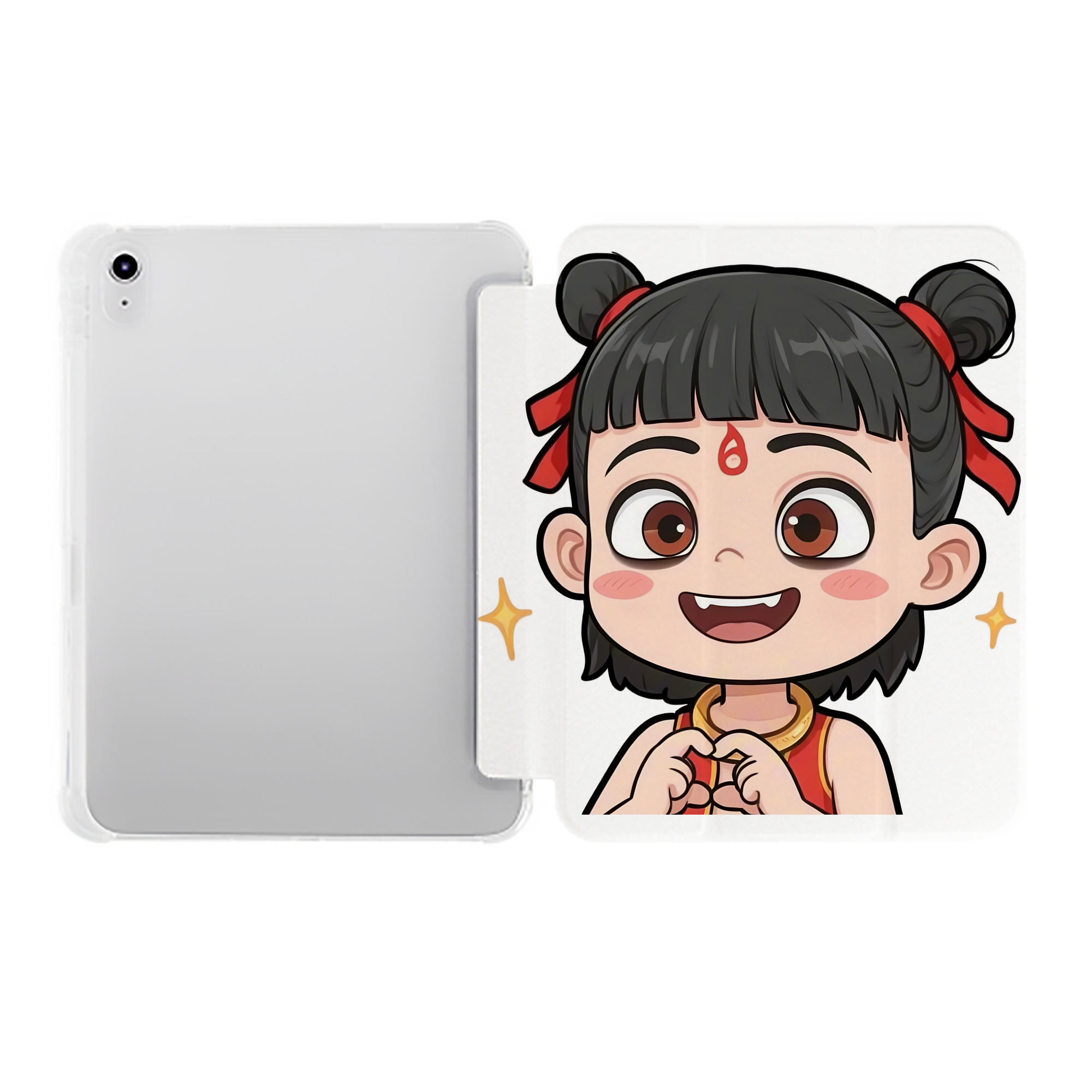 （画像用） Ne Zha 2 ナタ 魔童の大暴れ IPad ケース ペン収納付き 三つ折りスタンド PUレザー×シリコン 対応機種9.5/10.5/10.9インチ